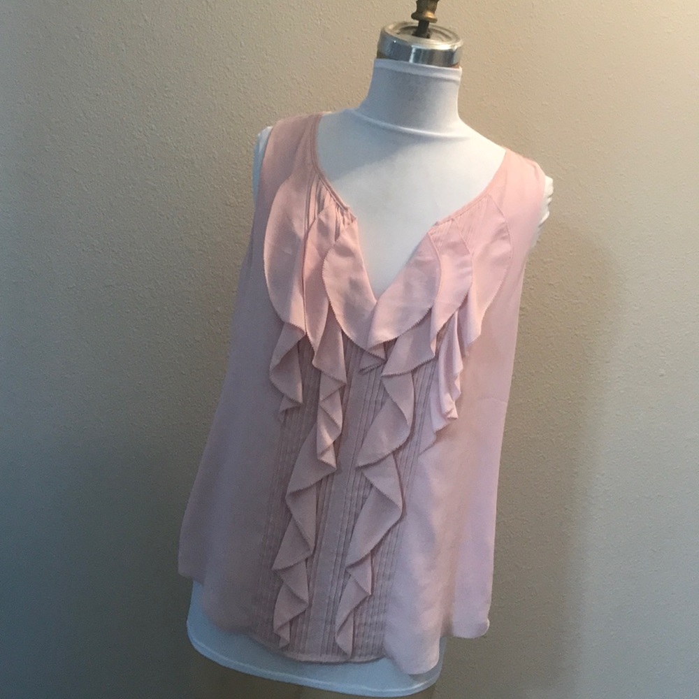 Breezy light pink ruffled blouse by WHBM